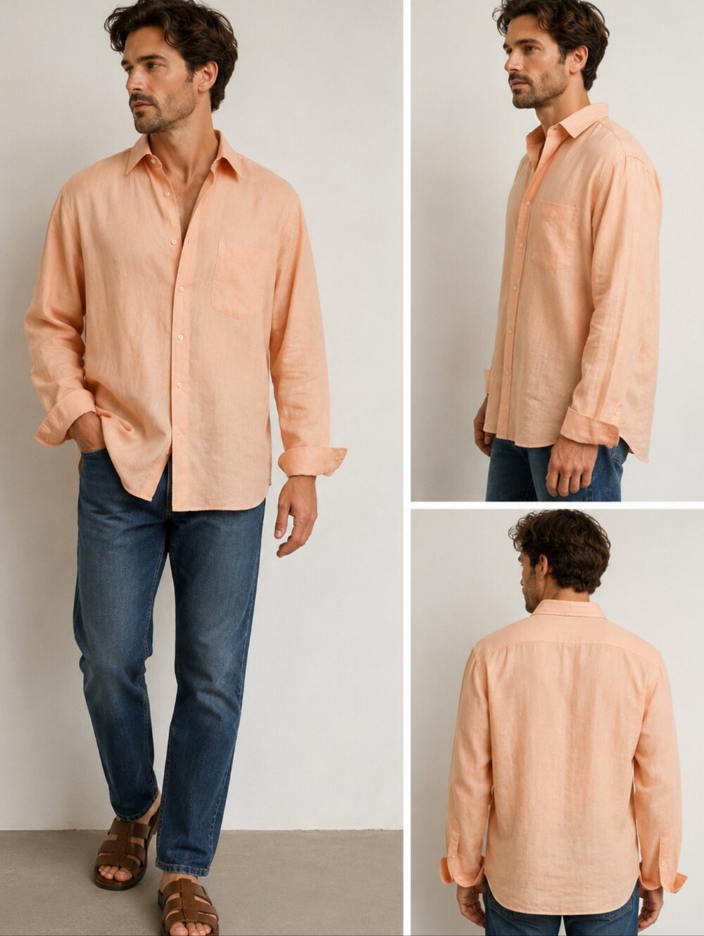TIGLIO The Italian Shirt Double Twisted 18/34-35 Coral Men's Shirt NEW #R1